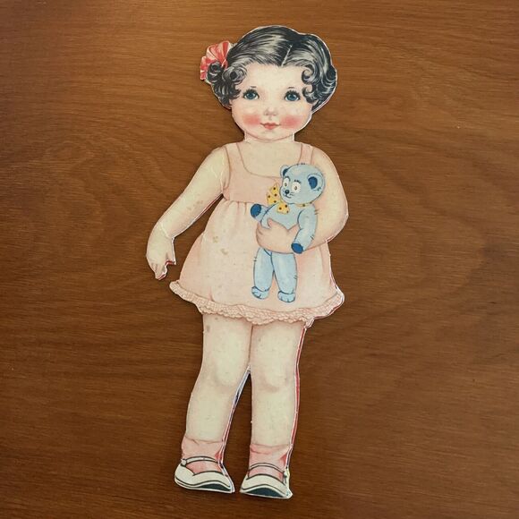 Polly PAPER Doll CARDBOARD DOLL 1930’s 10” Vintage w/ 6 Outfits “Baby Peggy” - Picture 1 of 16